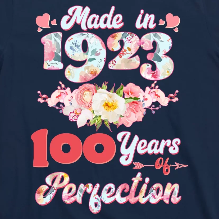 Flower Floral Made In 1923 100 Years Of Perfection T-Shirt