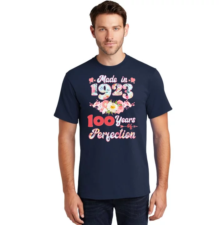 Flower Floral Made In 1923 100 Years Of Perfection Tall T-Shirt