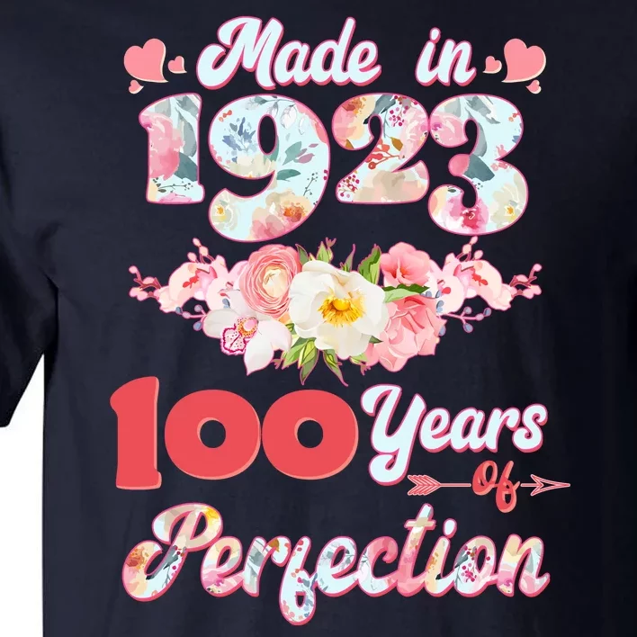 Flower Floral Made In 1923 100 Years Of Perfection Tall T-Shirt