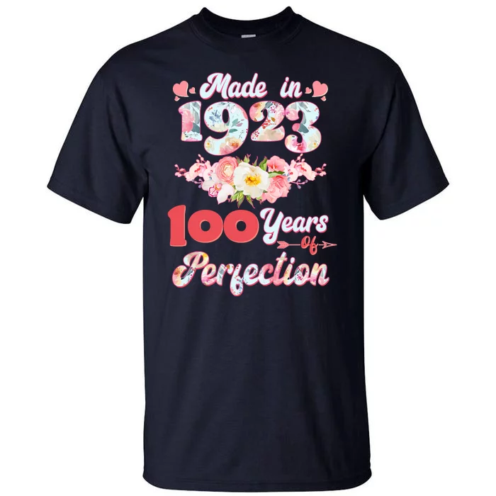 Flower Floral Made In 1923 100 Years Of Perfection Tall T-Shirt