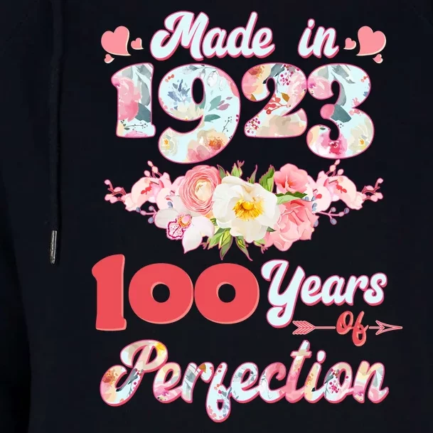 Flower Floral Made In 1923 100 Years Of Perfection Womens Funnel Neck Pullover Hood