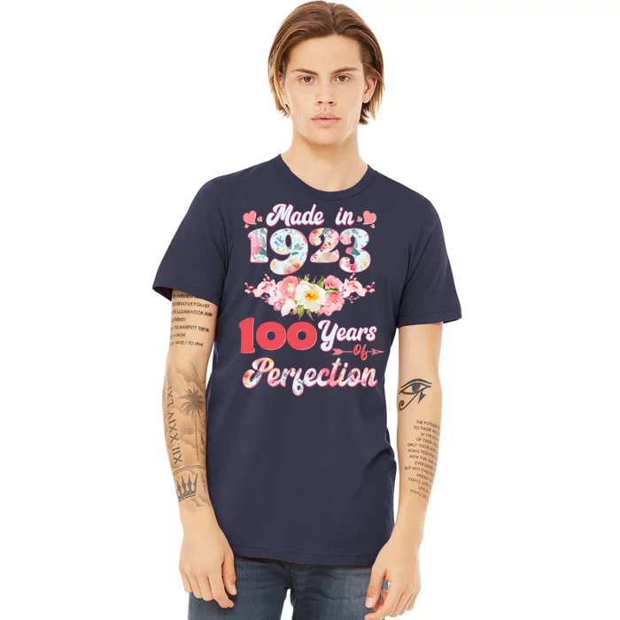 Flower Floral Made In 1923 100 Years Of Perfection Premium T-Shirt