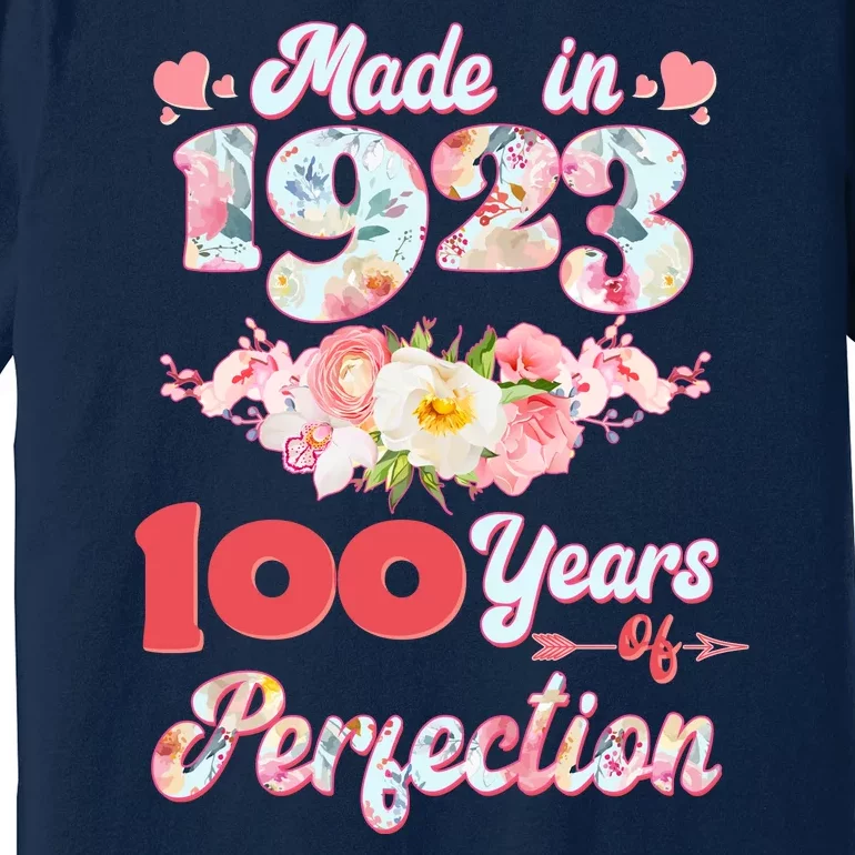 Flower Floral Made In 1923 100 Years Of Perfection Premium T-Shirt