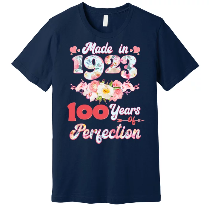 Flower Floral Made In 1923 100 Years Of Perfection Premium T-Shirt