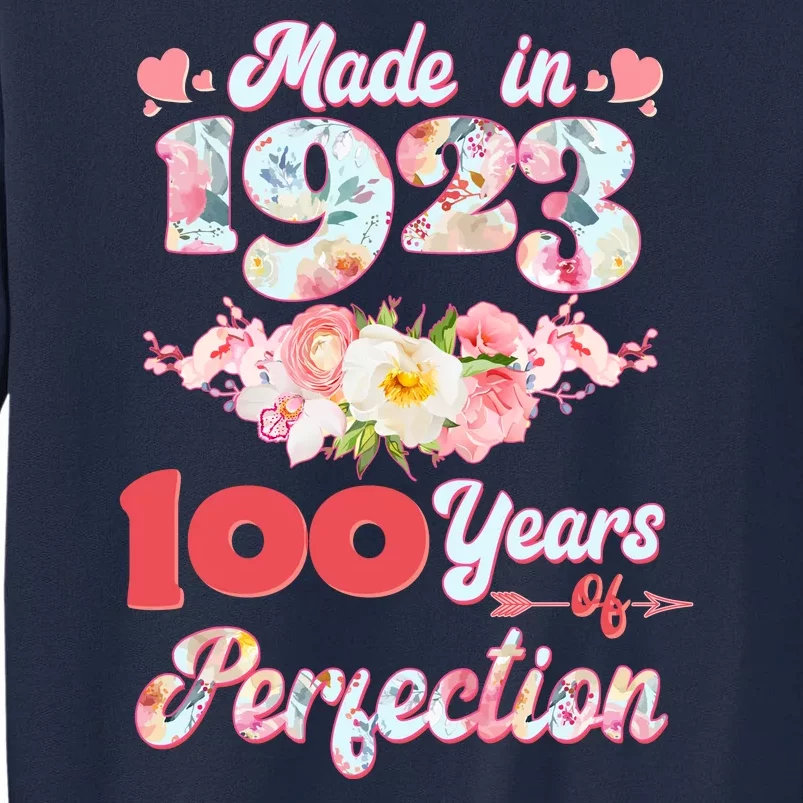 Flower Floral Made In 1923 100 Years Of Perfection Tall Sweatshirt