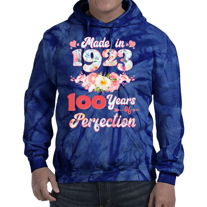 Flower Floral Made In 1923 100 Years Of Perfection Tie Dye Hoodie