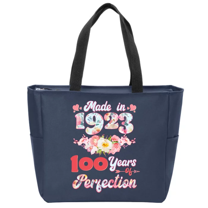 Flower Floral Made In 1923 100 Years Of Perfection Zip Tote Bag