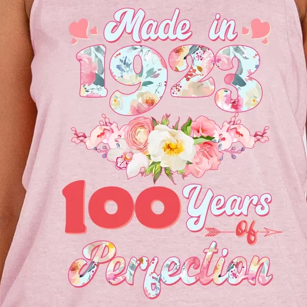 Flower Floral Made In 1923 100 Years Of Perfection Women's Knotted Racerback Tank