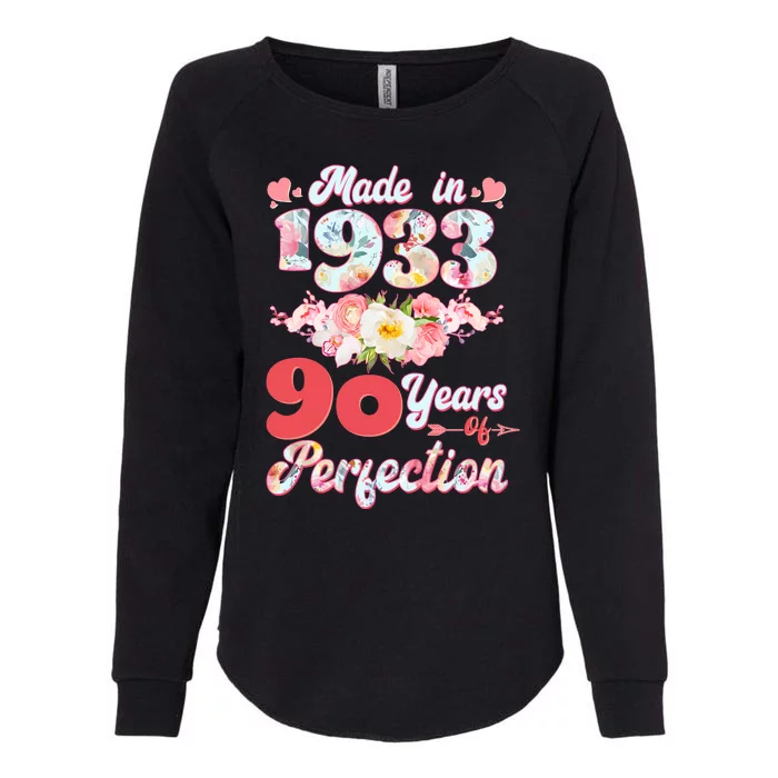 Flower Floral Made In 1933 90 Years Of Perfection Womens California Wash Sweatshirt