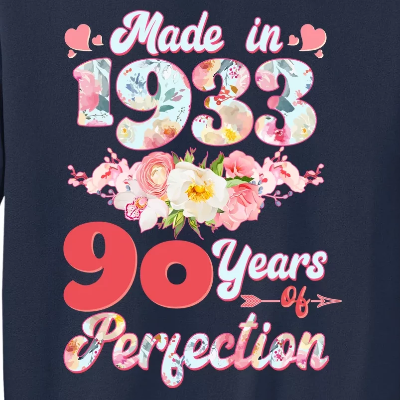 Flower Floral Made In 1933 90 Years Of Perfection Sweatshirt