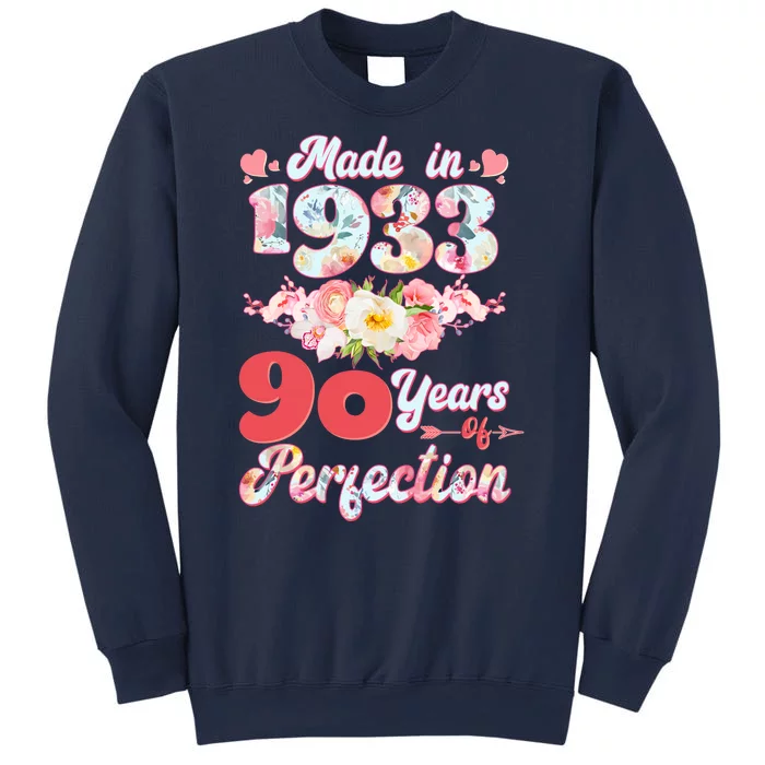 Flower Floral Made In 1933 90 Years Of Perfection Sweatshirt