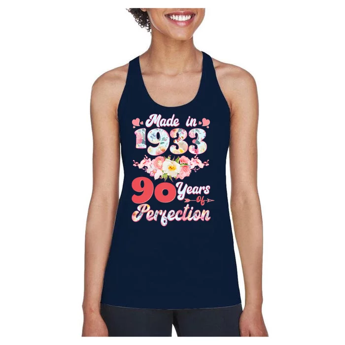 Flower Floral Made In 1933 90 Years Of Perfection Women's Racerback Tank