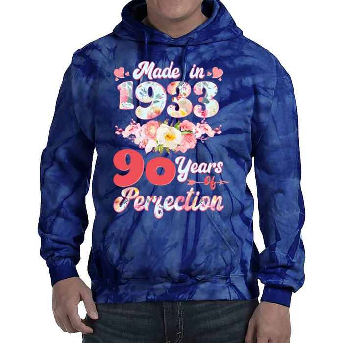 Flower Floral Made In 1933 90 Years Of Perfection Tie Dye Hoodie