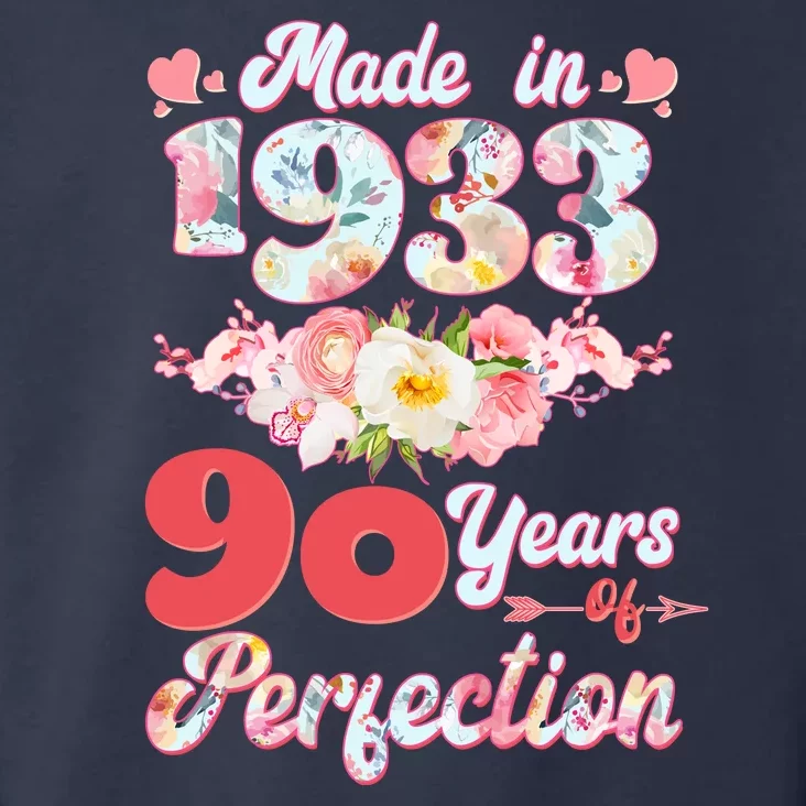 Flower Floral Made In 1933 90 Years Of Perfection Toddler Hoodie