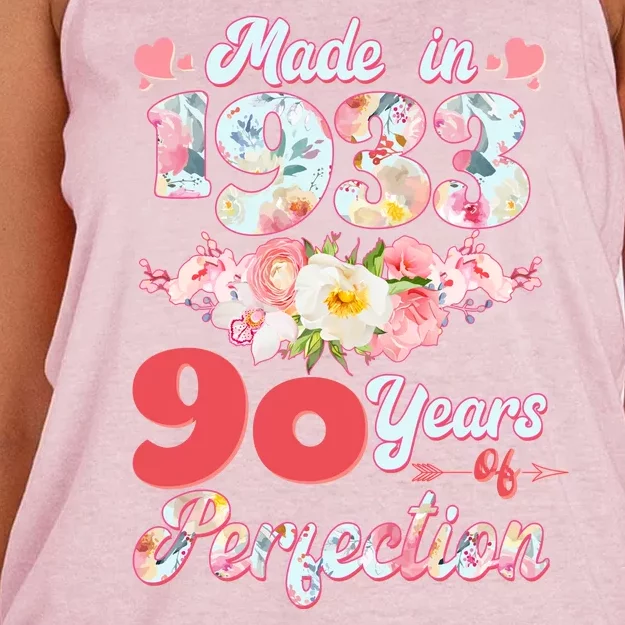 Flower Floral Made In 1933 90 Years Of Perfection Women's Knotted Racerback Tank