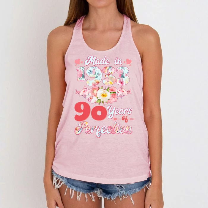 Flower Floral Made In 1933 90 Years Of Perfection Women's Knotted Racerback Tank