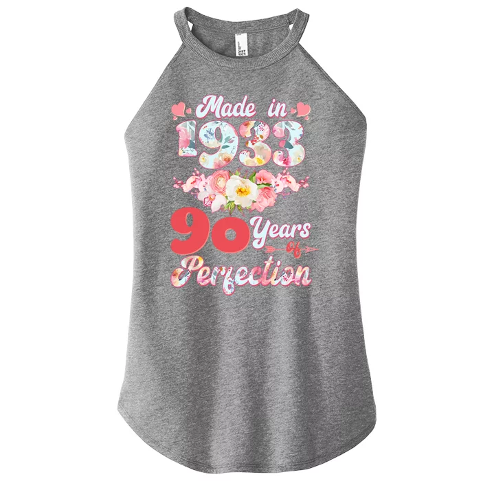 Flower Floral Made In 1933 90 Years Of Perfection Women’s Perfect Tri Rocker Tank