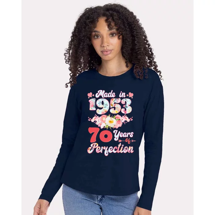 Flower Floral Made In 1953 70 Years Of Perfection Womens Cotton Relaxed Long Sleeve T-Shirt