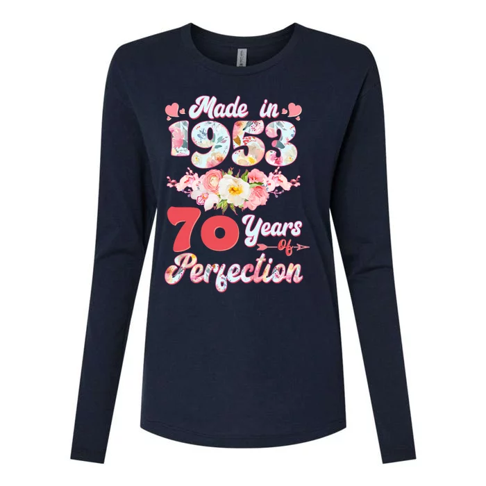 Flower Floral Made In 1953 70 Years Of Perfection Womens Cotton Relaxed Long Sleeve T-Shirt