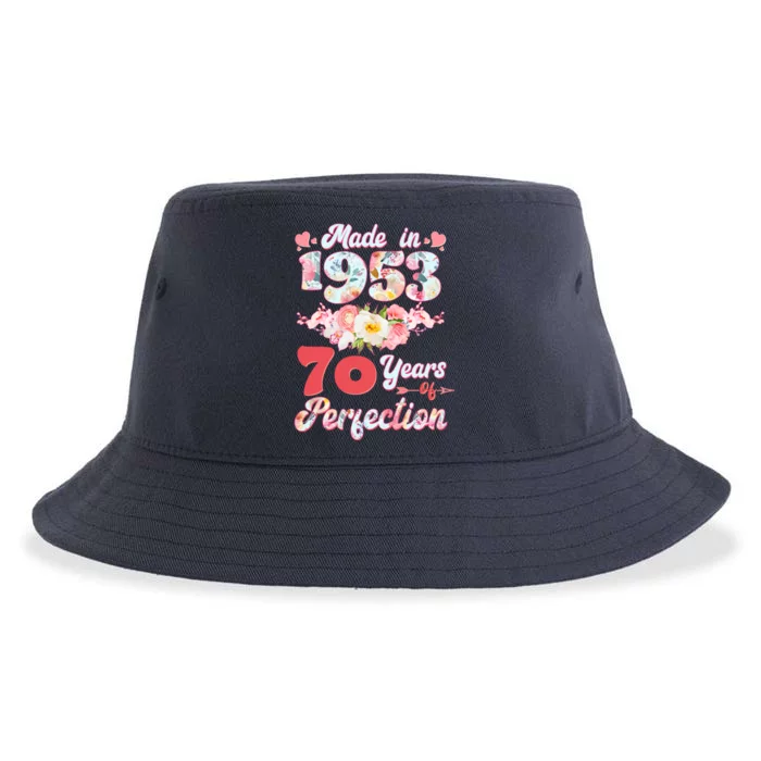 Flower Floral Made In 1953 70 Years Of Perfection Sustainable Bucket Hat