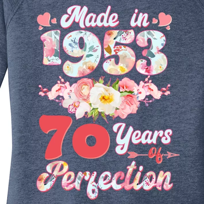 Flower Floral Made In 1953 70 Years Of Perfection Women's Perfect Tri Tunic Long Sleeve Shirt