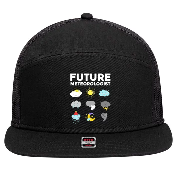 Funny Future Meteorologist Art For Weatherman 7 Panel Mesh Trucker Snapback Hat