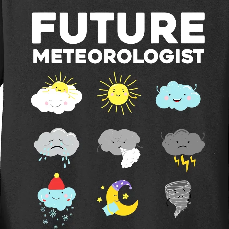 Funny Future Meteorologist Art For Weatherman Kids Long Sleeve Shirt