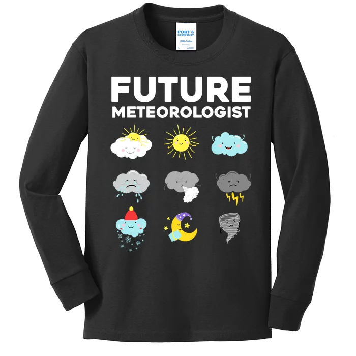 Funny Future Meteorologist Art For Weatherman Kids Long Sleeve Shirt