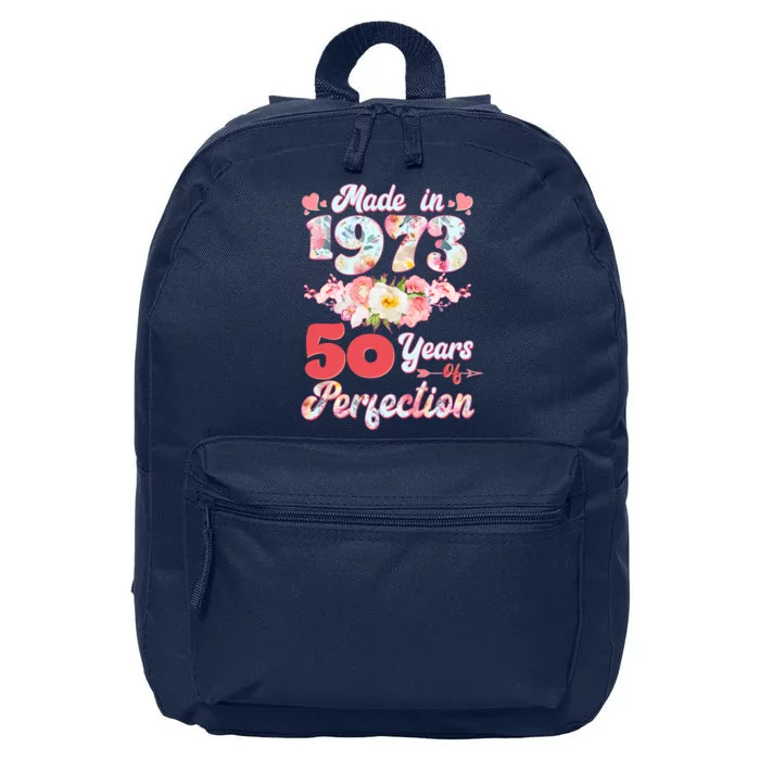 Flower Floral Made In 1973 50 Years Of Perfection 16 in Basic Backpack