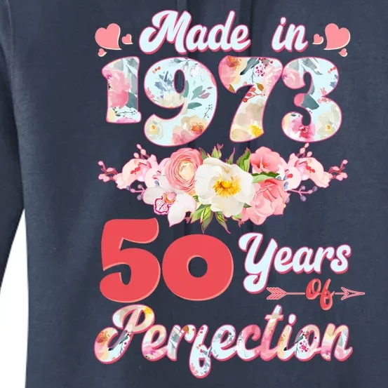 Flower Floral Made In 1973 50 Years Of Perfection Women's Pullover Hoodie