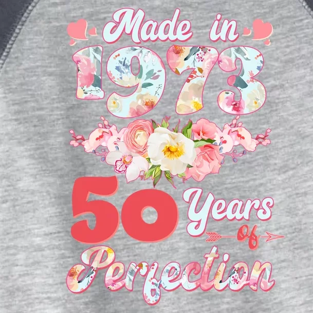 Flower Floral Made In 1973 50 Years Of Perfection Toddler Fine Jersey T-Shirt