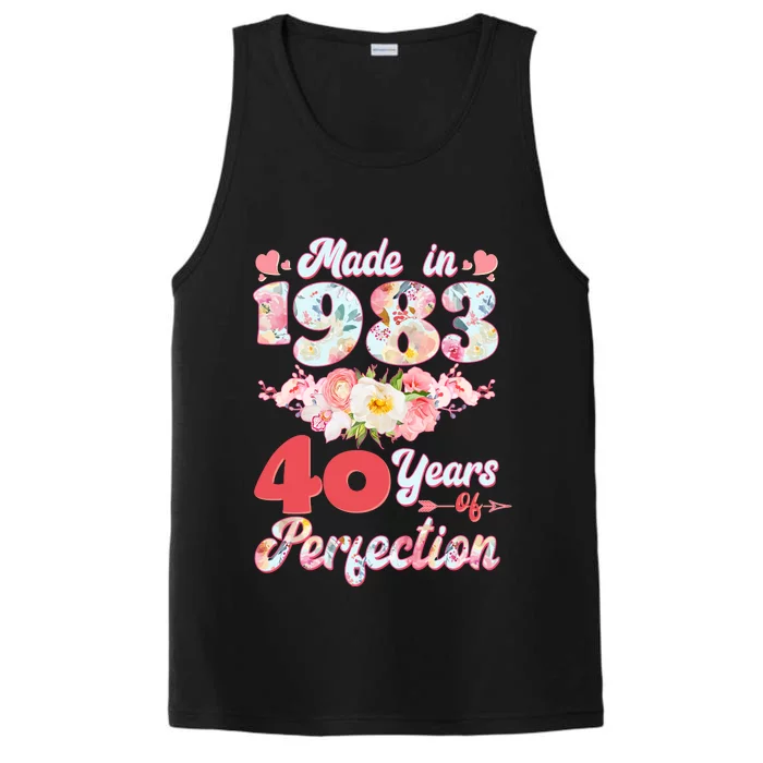 Flower Floral Made In 1983 40 Years Of Perfection Performance Tank