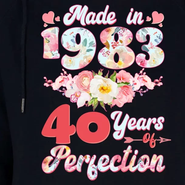 Flower Floral Made In 1983 40 Years Of Perfection Womens Funnel Neck Pullover Hood