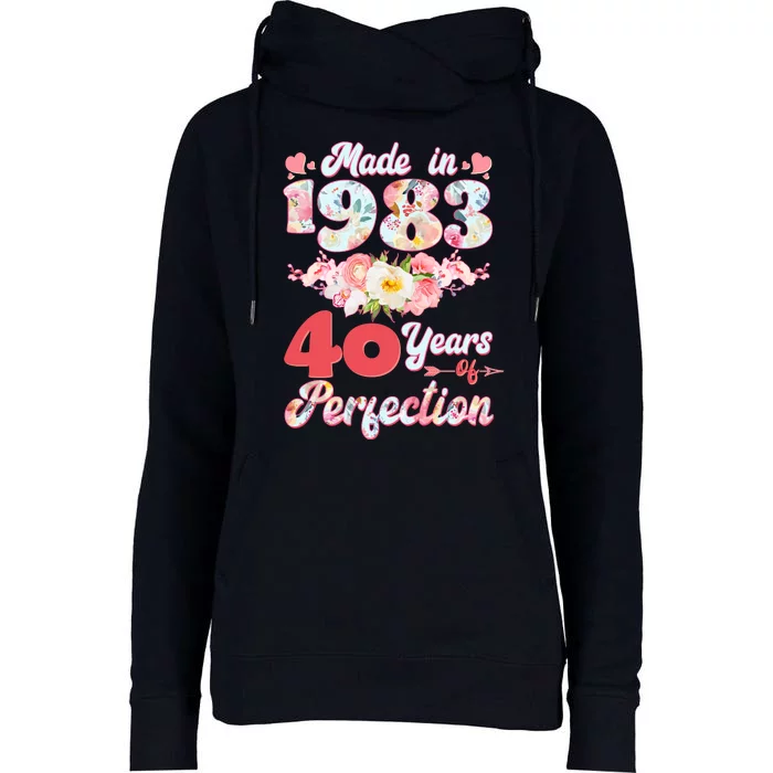 Flower Floral Made In 1983 40 Years Of Perfection Womens Funnel Neck Pullover Hood