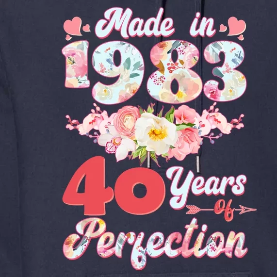 Flower Floral Made In 1983 40 Years Of Perfection Premium Hoodie