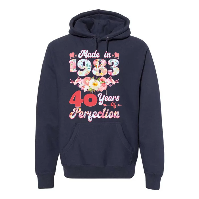 Flower Floral Made In 1983 40 Years Of Perfection Premium Hoodie