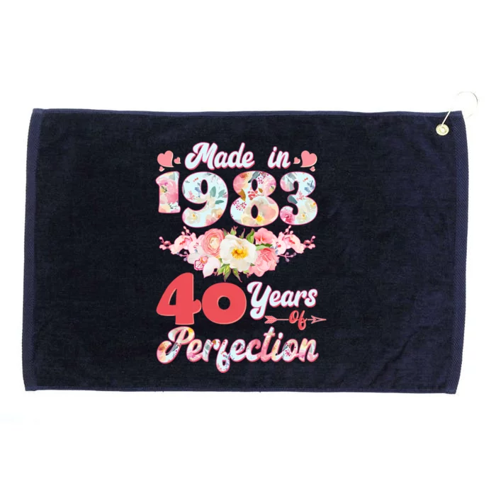 Flower Floral Made In 1983 40 Years Of Perfection Grommeted Golf Towel