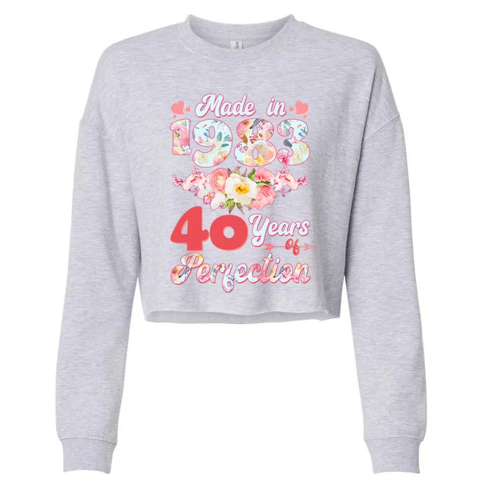 Flower Floral Made In 1983 40 Years Of Perfection Cropped Pullover Crew