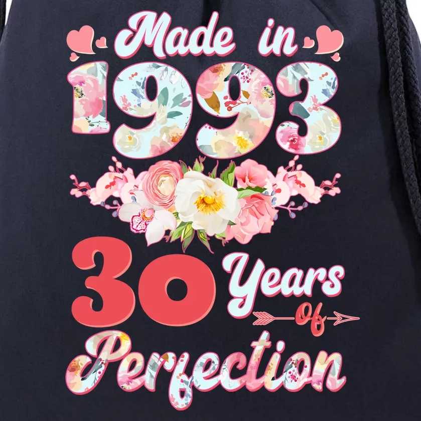 Flower Floral Made In 1993 30 Years Of Perfection Drawstring Bag