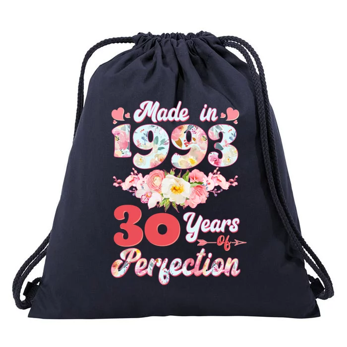 Flower Floral Made In 1993 30 Years Of Perfection Drawstring Bag