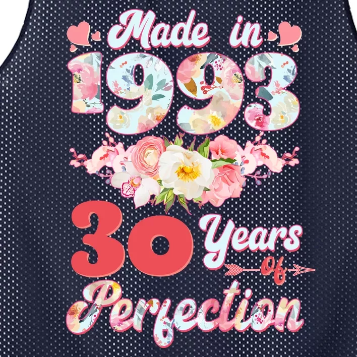 Flower Floral Made In 1993 30 Years Of Perfection Mesh Reversible Basketball Jersey Tank