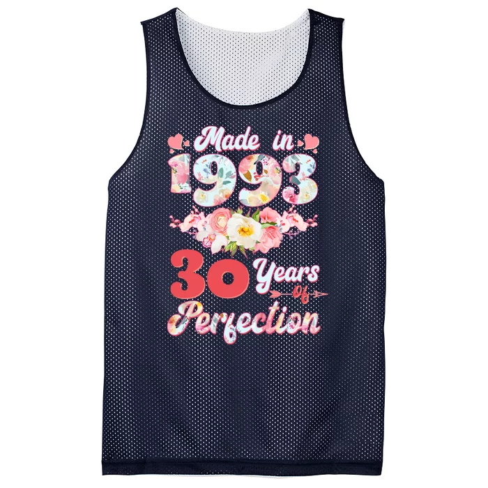 Flower Floral Made In 1993 30 Years Of Perfection Mesh Reversible Basketball Jersey Tank