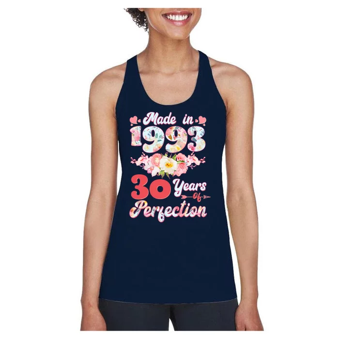 Flower Floral Made In 1993 30 Years Of Perfection Women's Racerback Tank