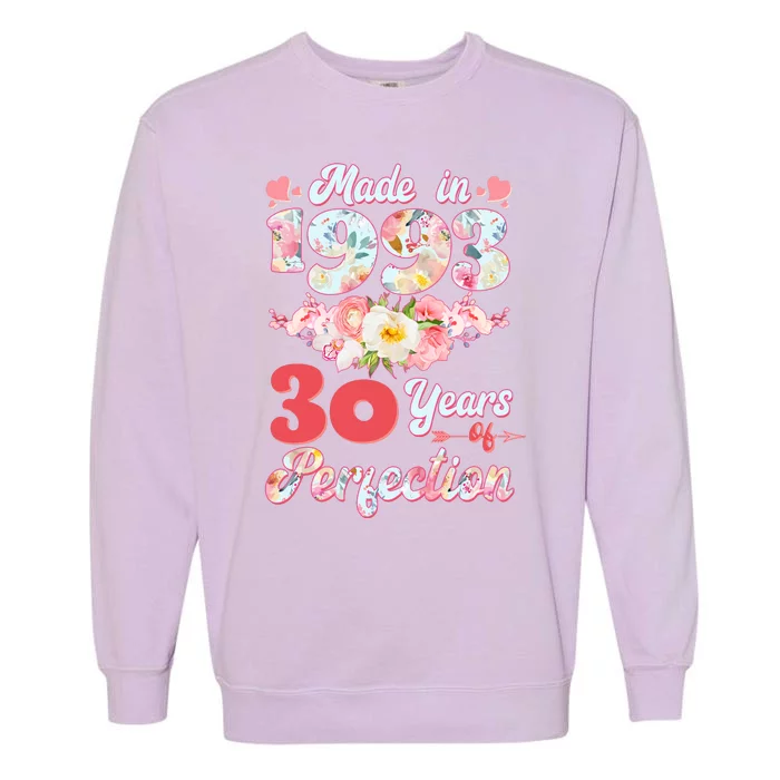 Flower Floral Made In 1993 30 Years Of Perfection Garment-Dyed Sweatshirt