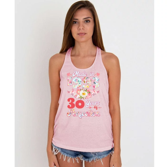 Flower Floral Made In 1993 30 Years Of Perfection Women's Knotted Racerback Tank