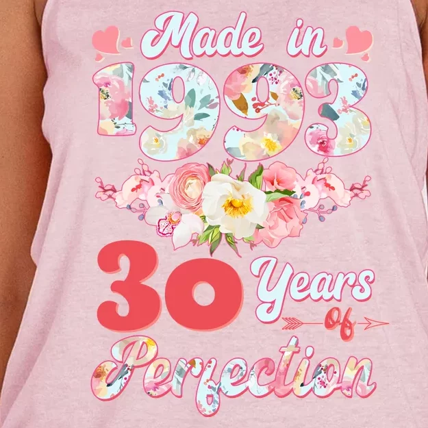 Flower Floral Made In 1993 30 Years Of Perfection Women's Knotted Racerback Tank