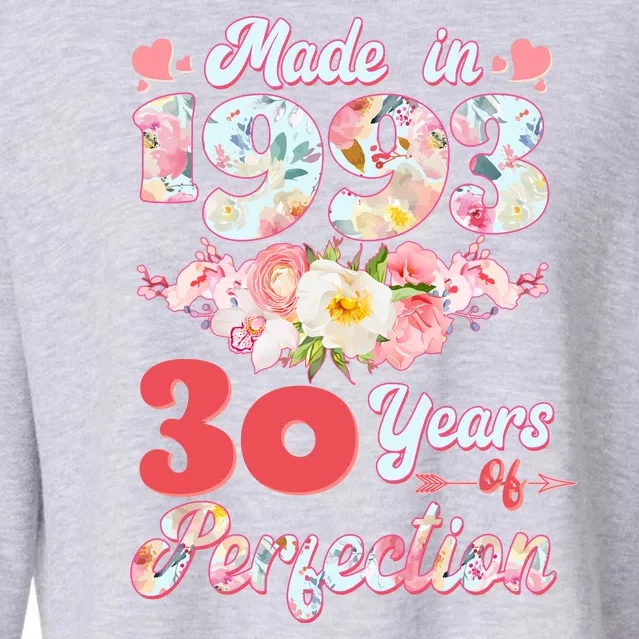 Flower Floral Made In 1993 30 Years Of Perfection Cropped Pullover Crew