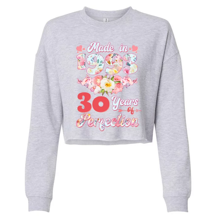 Flower Floral Made In 1993 30 Years Of Perfection Cropped Pullover Crew