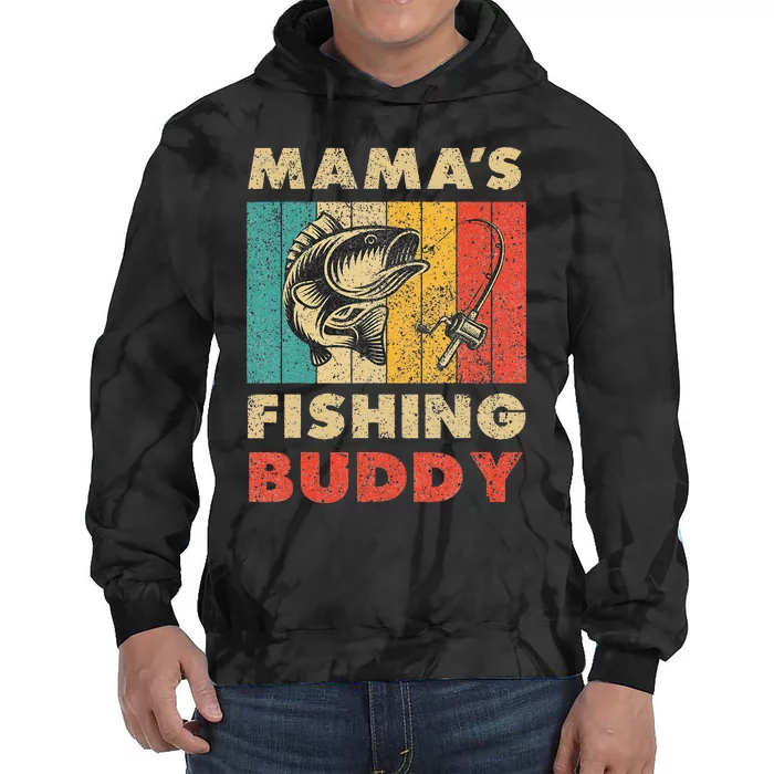 Funny Fishing Mama's Fishing Buddy Vintage Fishing Tie Dye Hoodie