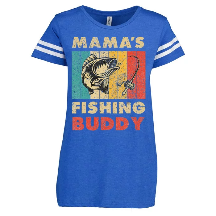 Funny Fishing Mama's Fishing Buddy Vintage Fishing Enza Ladies Jersey Football T-Shirt